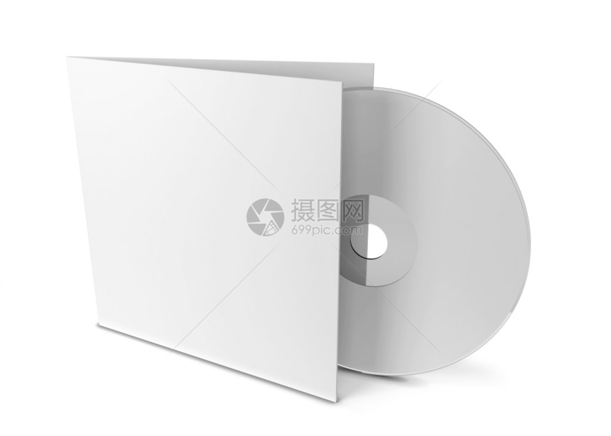 空白的磁盘色背景上孤立的空白cd覆盖3D插图声音的图片