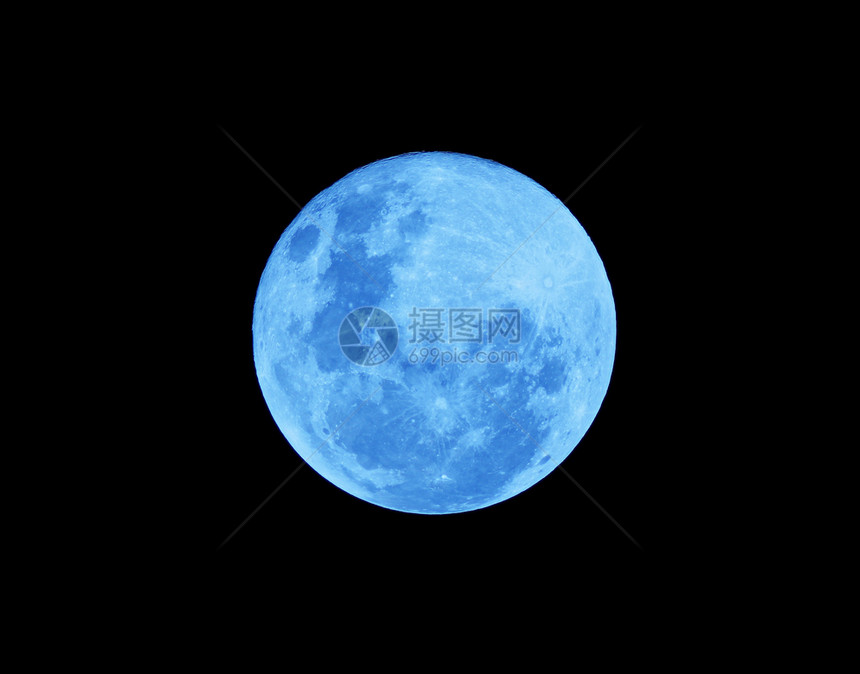 深夜的蓝色满月神云星图片