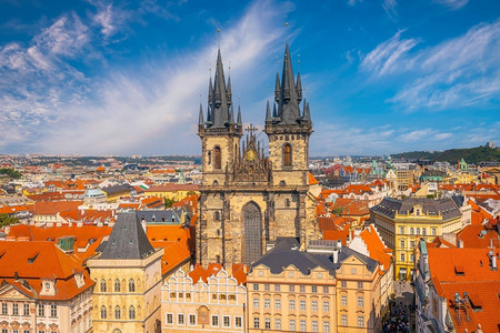 上帝布拉格市下捷克旧城风景世界旅行概念见光和世界旅行河欧洲图片