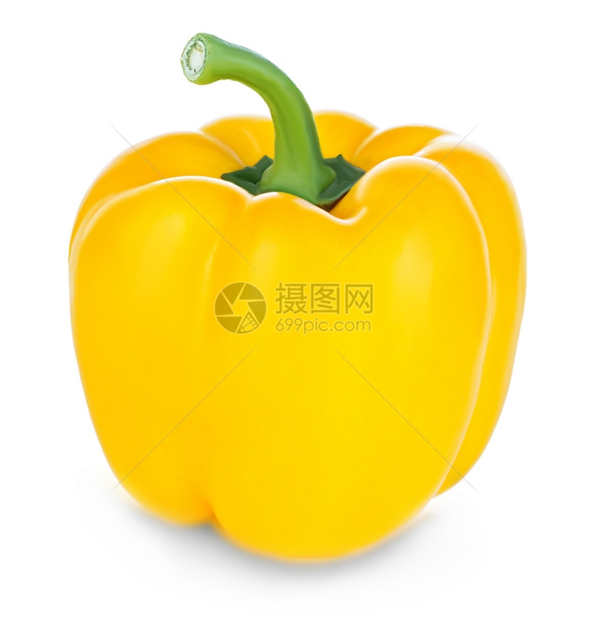 辣椒白色背景上孤立的甜黄胡椒白色营养图片