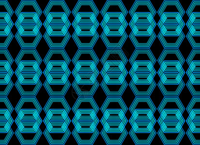 艺术黑色的3d使现代蓝光六边形结构墙壁背景无缝形象的渲染高清图片素材