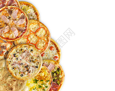 复制各种新鲜烘烤意大利披萨比饼快速地金鱼高清图片