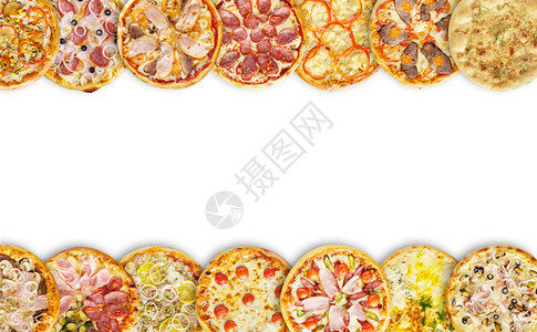 美食大学丰富多彩的各种新鲜烘烤意大利披萨比饼高清图片