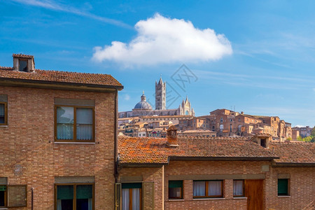 屋顶意大利的锡耶纳市中心天线旅游吸引力图片
