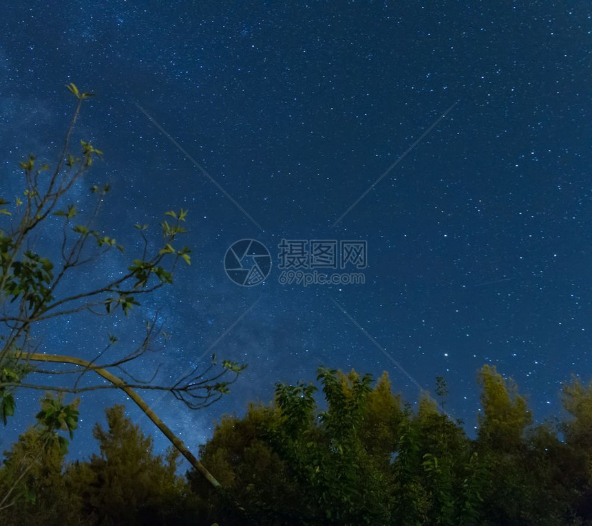 自然黑色的Troodos山脉森林上空的银河系照片夺取塞浦路斯Kakopetria村天空图片