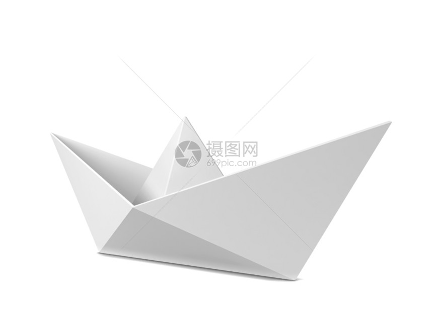 折叠白色背景上孤立的纸船3d插图旅行折纸图片