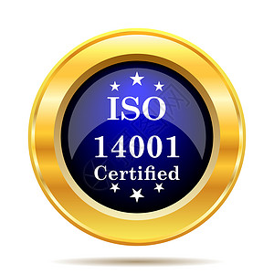 环境管理体系认证技术ISO140图标在白色背景上的互联网按钮奖满意设计图片
