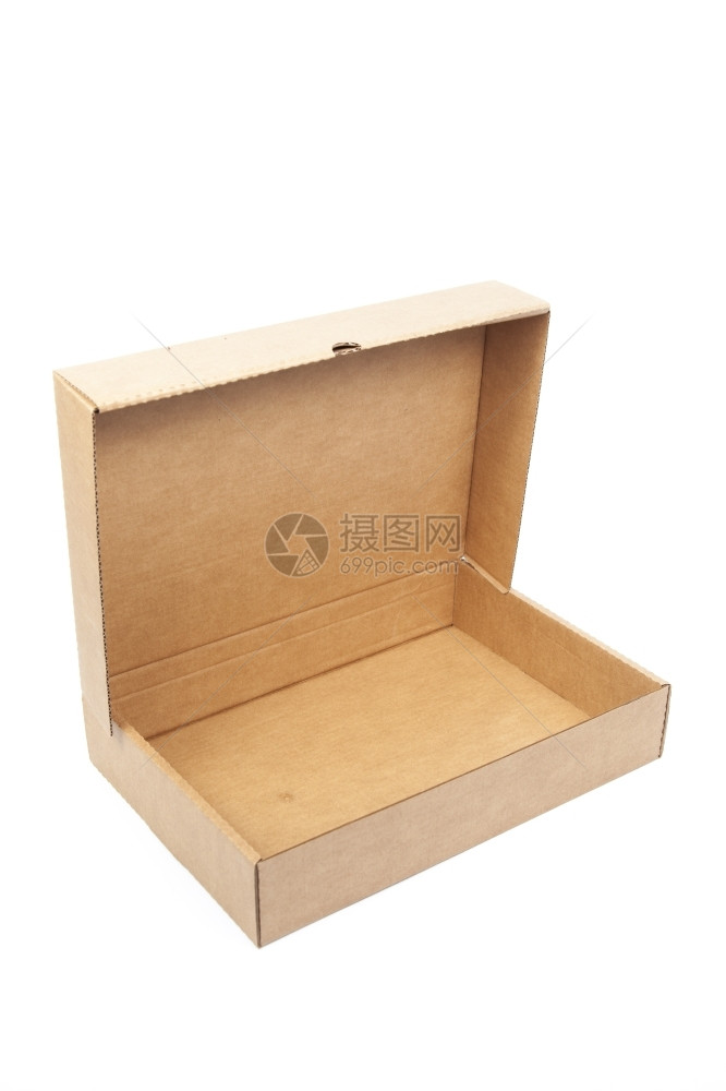 交货打包机目的白孤立背景打开的棕色纸盒图片