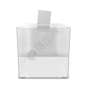 选举玻璃下降白背景孤立的选票方框3d插图图片