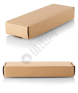 在白色背景上孤立的纸板盒打包机空白的邮政高清图片