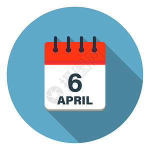 以蓝色背景显示四月天的日历叶图标圆形的象征背景图片