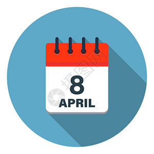 简单的目现代以蓝色背景显示四月天的日历叶图标背景图片