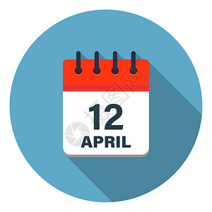 以蓝色背景显示四月天的日历叶图标螺旋组织者插图背景图片