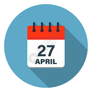 叶子商业以蓝色背景显示四月天的日历叶图标向量背景图片