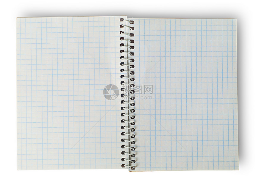 打开笔记本用于在白色背景中分离的笔记商业作家文书工图片
