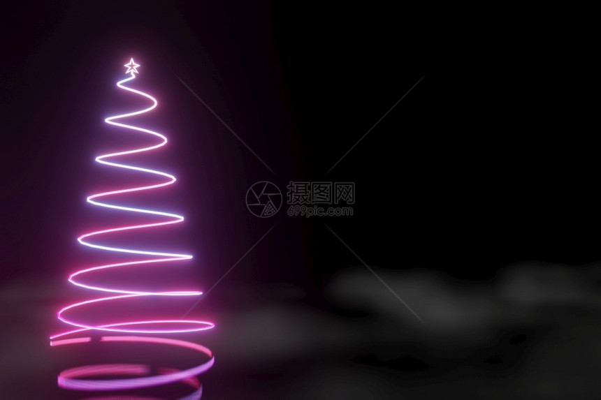 星圣诞节绿色光线背景的3D翻转闪亮明的月圣诞树火花图片