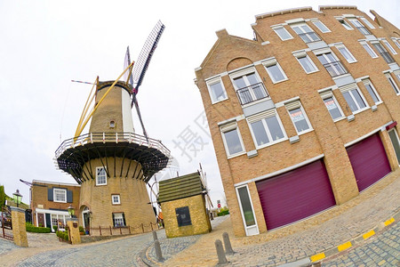 风车城市街景威廉斯塔德荷兰欧洲街景荷兰旅游观光图片