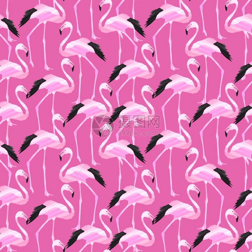 动物园数字的荒野用于纺织印刷壁纸包装网络背景和其他模式的表面图案设计以纸切风格粉红火烈鸟填充无缝插图用粉红火烈鸟填充纸裁式图片