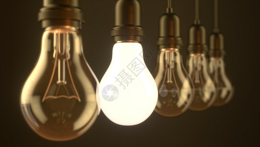 力量数字的灯泡3D插图工作室背景3D插图上发光的灯泡活力图片