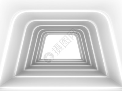 未来隧道3d插图摘要房间小说内部的白色的高清图片素材