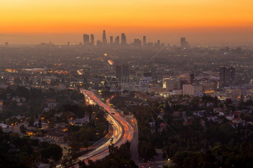 团结的旅行都会美国洛杉矶市下城中心天际洛杉矶市风景图片