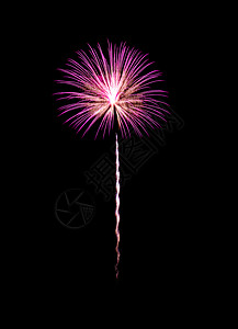 粉色美丽烟火喜悦派对庆的美丽粉色和黄烟花在夜空中爆炸以黑色背景隔绝新年和周纪念概新的一年和纪念日概背景