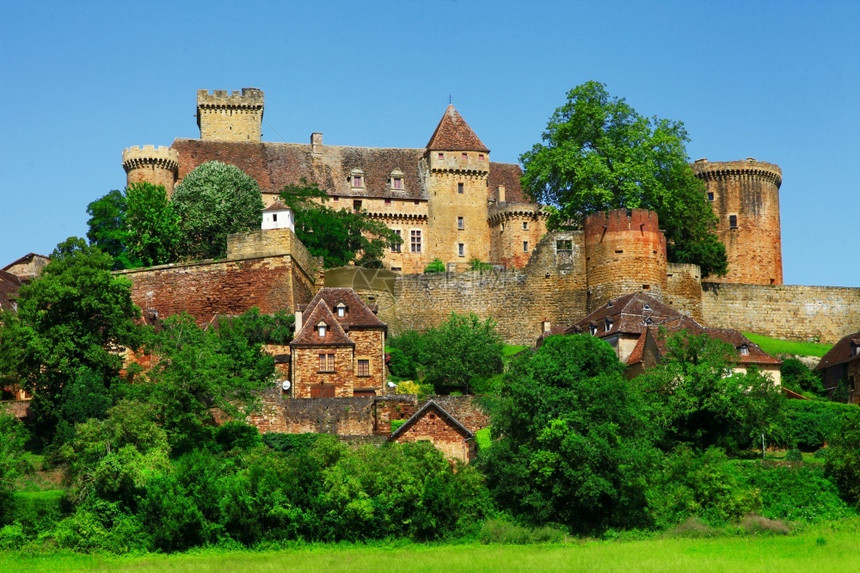 古老的结石法语国中世纪大城堡洛特省的卡斯勒诺布列努图片