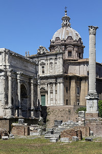 塞普蒂米乌斯罗马论坛罗马意大利塞弗勒斯主教的拱门圣卢卡马蒂纳教堂和Phocas一列这是在AD203中专为纪念塞弗勒斯皇帝及其两个图片