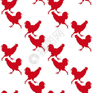美食咸水鸡公鸡标识许多无缝装饰品由小红圆形的柱矢量插图组成相片设计图片