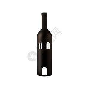 虐待复制装有窗户和门的酒瓶插图室内酗酒或舒适的概念白底孤立的瓶子在白色背景上的瓶子建造工作室设计图片