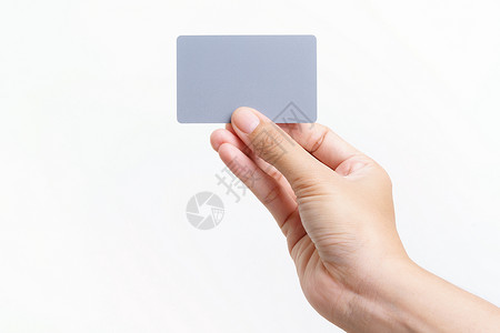 打手势纸白色背景显示的青年妇女手持卡片笔记背景图片