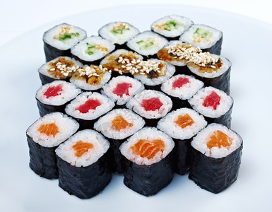 芥末海鲜生鱼片日本寿司罗坐着做鲑鱼金蔬菜图片