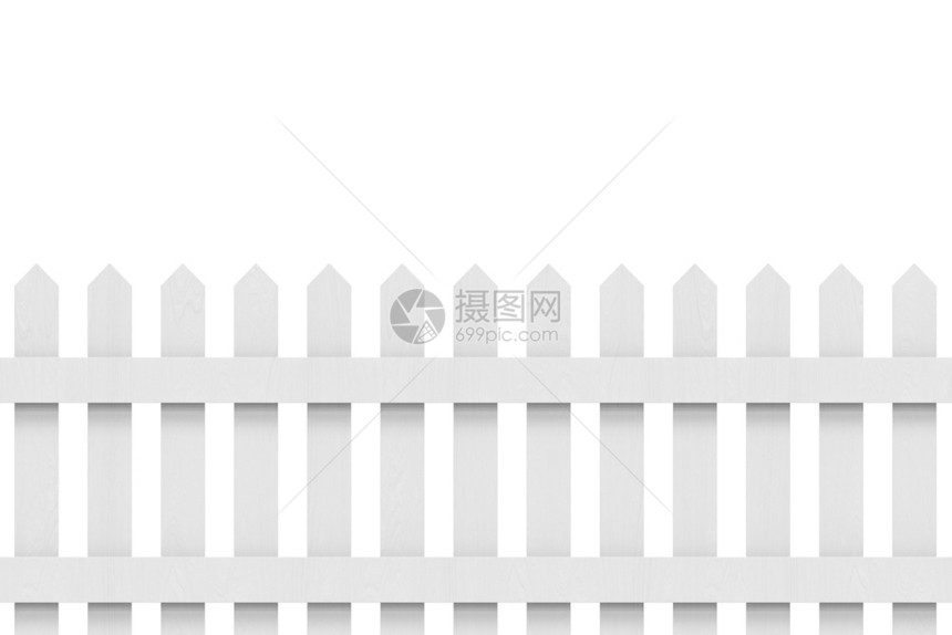 3d制造新的灰色木栅栏用白背景隔离的剪切路径美丽木制家图片