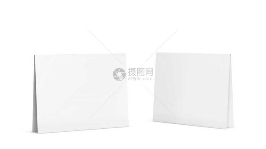 白色背景孤立的空白帐篷卡模型3d插图目的菜单饮料图片
