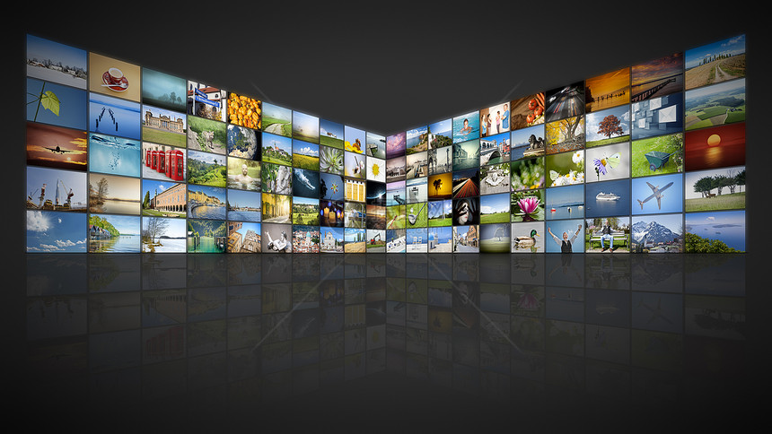 具有10个屏幕的远期视频墙数字的商业展示图片