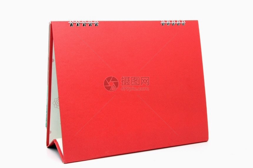 压延机个人的工作白色背景上孤立的红色空白桌面日历红色图片