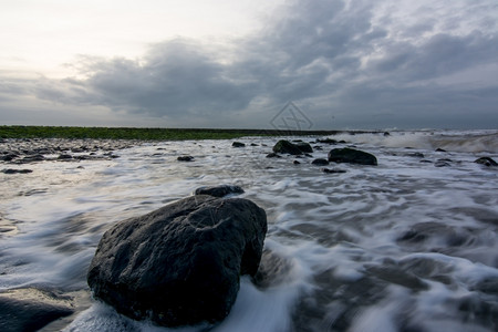 海洋危险云景荷兰海滩上日落天空飞艳空气高清图片素材