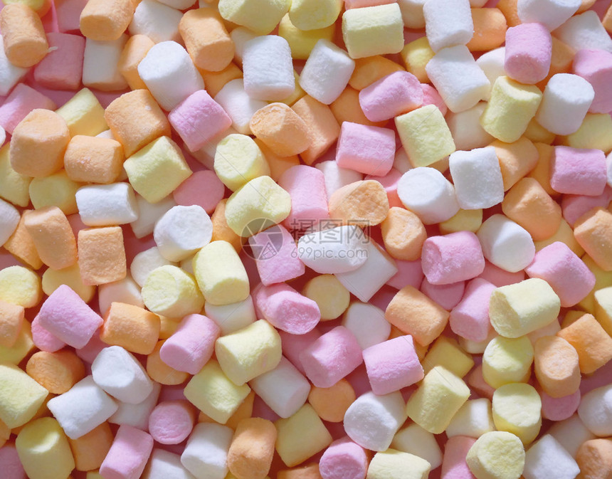 食物明亮的色彩多小型棉花糖背景或质地对待图片