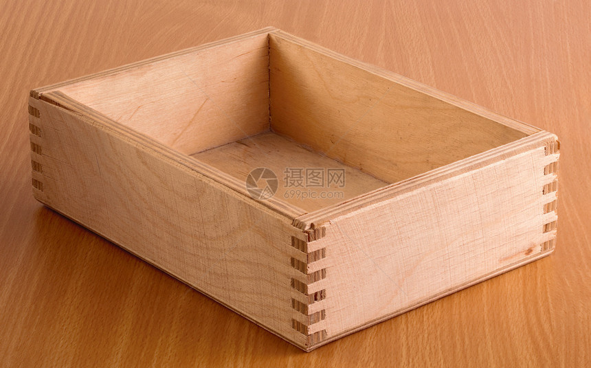 箱包装抛光桌上的木框结构体图片
