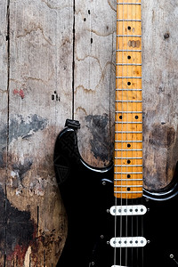 爵士乐曼谷蓝调黑色电吉他木本底的黑电吉他细节背景图片