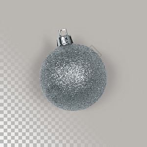 树银色圣诞节球装饰有闪亮十二月明的图片