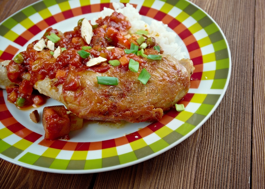 胡椒约克南方美国部流行的鸡肉和饭菜在美国南部很受欢迎美国南部图片