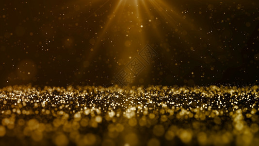 散景金色数字粒子波流和光耀斑抽象技术背景概念的金色数字粒子流的动图片