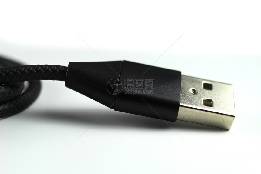 插头USB在白色背景上隔离的USB电缆插件移动的力量图片