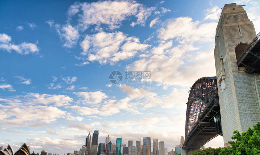 地标水悉尼港桥澳大利亚城市标志天空图片