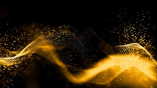 闪光电脑海浪金色数字粒子波流抽象技术背景概念的抽象技术背景概念图片