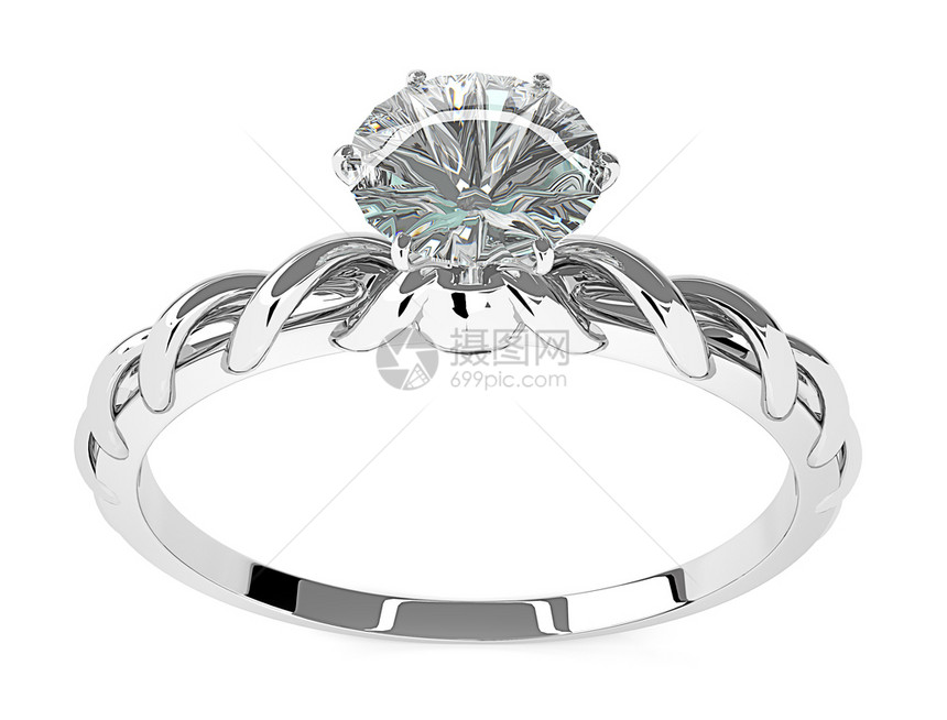 有价值的婚礼订白色背景的钻石环Name图片