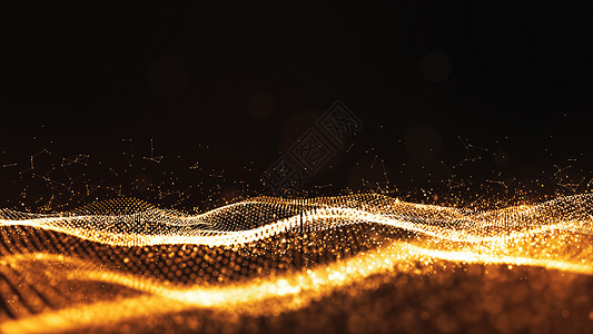 多彩闪耀曲线模糊数字粒子金色波流抽象背景摘要颜色有创造力的背景