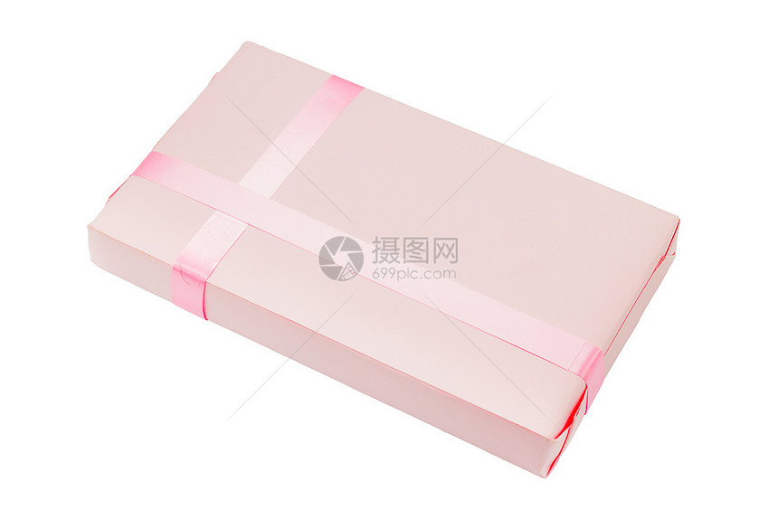 白色的纸假期背景孤立的粉红礼品盒图片