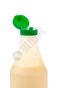 照片白色背景上孤立的蛋黄酱瓶绿色味道图片